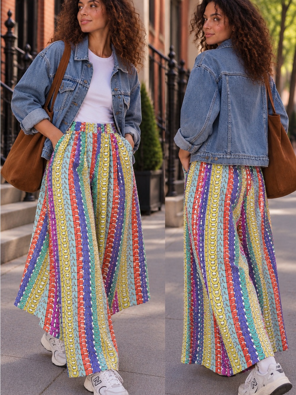 Colorful wide leg pants size M/L